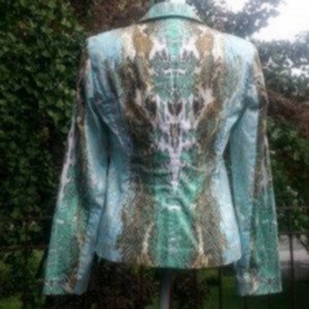 Paperwhite Reptile Print 2 Button Blazer Mint Gre… - image 4